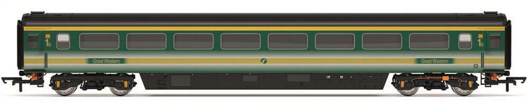 Hornby OO R40232A First Great Western Mk3 TFO First Class Coach C c.2002 FGW Green With Gold Stripes Fag Packet