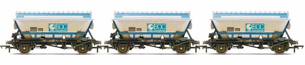 Hornby OO R6964 Pack of 3 ECC CDA China Clay Covered Hopper Wagons