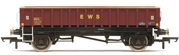 The MHA ballast/spoil box wagons were built using redundant HAA underframes by RFS(E) Doncaster in 1997. An initial order for 250 was extended several times until eventually over 1,150 wagons were converted using two distinct body styles. Early examples wore the fish-kind name "Coalfish" and some are still in use today with DB.This particular 'Coalfish' model features custom weathering.