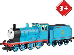 Edward the Blue Engine joins Bachmann’s popular range of OO scale Thomas &amp; FriendsTM models!No. 2 Edward the Blue Engine is one of the earliest friends of Thomas The Tank EngineTM, and he’s liked by everyone on the Island of Sodor.Carefully reproduced in miniature, Edward has a kind smile which will light up your model railway. Suitable for use on OO gauge track, watch his eyes move from side to side as he goes! Edward can be controlled using a traditional analogue controller, or fit a DCC decoder – a quick and easy task thanks to the built in socket – to operate Edward using Digital Command Control (DCC). Fitted with ‘Tension Lock’ couplings, Edward can couple up to other models from Bachmann Europe’s OO Scale Thomas &amp; FriendsTM range, as well as models from the Bachmann Branchline OO scale range.
