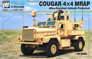 Panda Models PN35003 1/35 Scale Cougar 4 x 4 MRAP (Mine Restant Ambush Pritected) Vehicle.The kit includes photo etched and clear plastic parts and realistic rubber tyres. Full instructions are includedGlue and paints are required