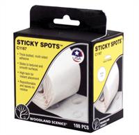 This high-tack, round-shaped, multi-sided adhesive yields instant placement on smooth and textured surfaces. It is repositionable and leaves no residue. Perfect for positioning Support Panels, Modeling Sheets and Road Risers. Each Spot has approximately 1/2 in diameter. Packaged in a convenient, pull-out dispenser. 100 pcs/package