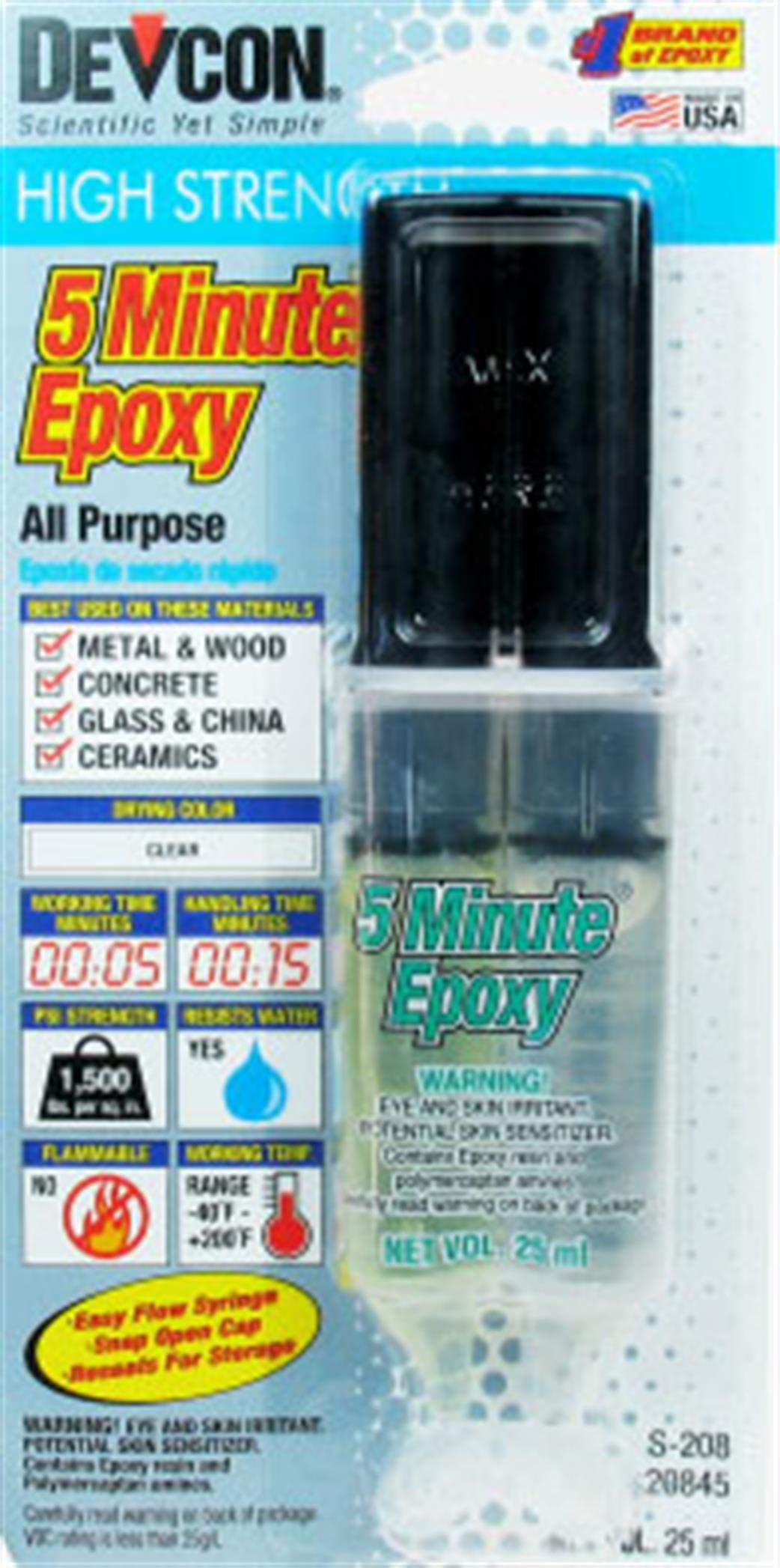 Devcon  20845 Epoxy Glue 5 Minute 25ml Syringe