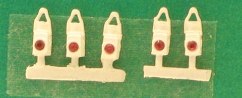 Five BR tail lamps with white body and red jewel reflector, used to mark the last vehicle of the train