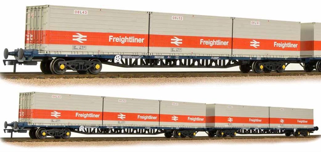 Bachmann OO 38-625 BR Pair of FGA Freightliner Outer Container Flat Wagons ISO Containers
