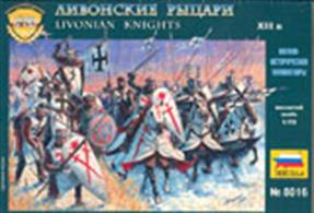 Zvezda 1/72 Livonian Knights Plastic Figure Set 8016Contains 9 mounted and 24 foot figures,Glue and paints are required to complete the figures (not included)Click on the More link to view related products.