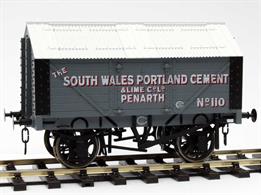 Detailed model of a covered lime van based on the RCH 1887 specifications as operated by the South Wales Portland Cement &amp; Lime company of Penarth, wagon number 110.