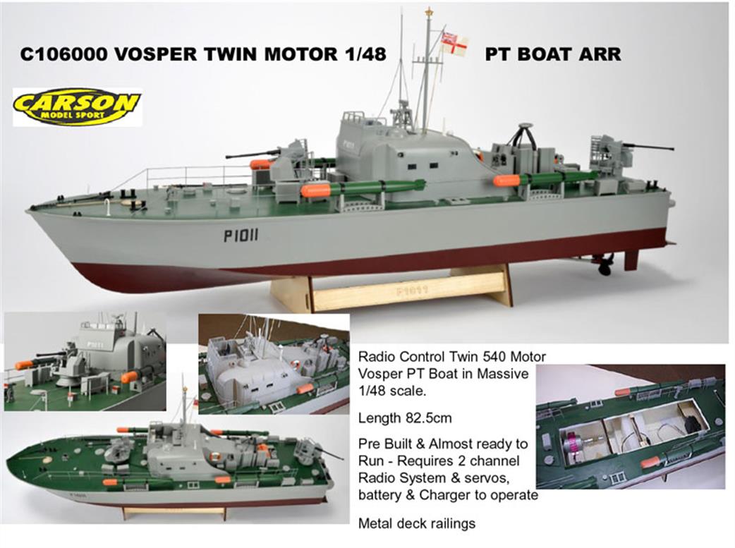 Carson 1/48 C106000 Vosper Twin Motor PT Boat RC ARR