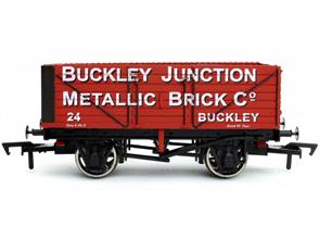 Dapol 4F-071-148 OO Gauge Buckley Junction Metalic Brick 7 Plank Open Coal Wagon with weathered finish,