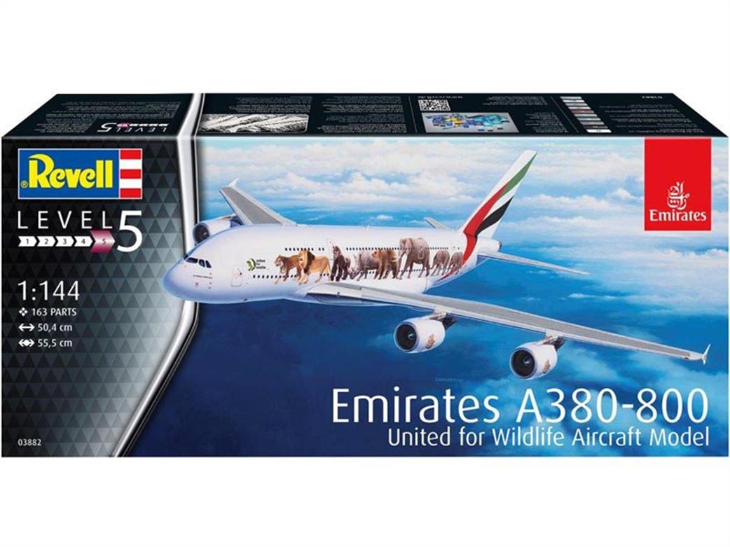 Revell 1/144 03882 Airbus A380-800 Emirates Wild Life Airliner Kit