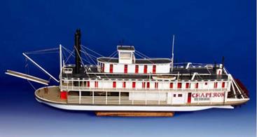 Model Shipways MS2190 1/48 Scale Chaperon Sternwheel Steam Packet (1884)Plank on Bulkhead kitIn 1906, the U.S. Army Corps of Engineers built the Green River Lock and Dam 6, just downstream from Kentucky’s Mammoth Cave. Chaperon was the first boat of its kind to pass through the new locks. In addition to hauling cargo, she ran sightseeing excursions between Bowling Green and Mammoth Cave during the summer months. Sold just before WWI, Chaperon sailed the Tallahatchie River until fire destroyed her in 1922.The model you’ll build from Model Shipways’ kit will be a historically accurate and perfectly scaled replica almost three feet long. An amazing number of laser-cut basswood and limewood parts make up the hull, superstructure, paddlewheel, gangplank and railings. A photo-etched brass sheet provides incredible ornamental detail. Other brass parts include bell, eyebolts, cleats and nails. Ready-to-use Britannia metal lifeboat, lanterns, capstan and whistle, hardwood blocks and three diameters of rigging line add life-like authenticity.Six sheets of plans and clear assembly instructions pave the way to a magnificent model. 1:48 Scale / Length: 34 1/2in / Height: 7 1/2in