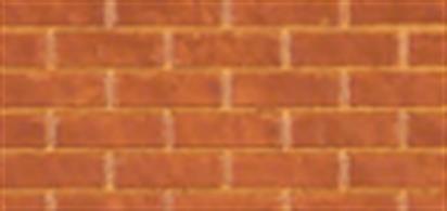 High quality embossed polystyrene sheet with stretcher bond&nbsp;brick pattern, as used in most modern era building construction. The bricks are scaled at 1/76 for&nbsp;OO model railways, but would be suitable for similar scales including 1/72 and 1/87 (HO) scales.Sheet measures 270 x 380mm (approx. 10½ x 15in) matt white styrene.