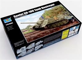 Trumpeter brings you 00915 a large 1/16th Scale plastic kit of the Russian World War 2 Tank Destroyer SU-100 Length: 583.2mm   Width:188 mm32 sprues containing over 1100 parts with refined detail, individual tracks &amp; Photo-etched parts with full interior detail.