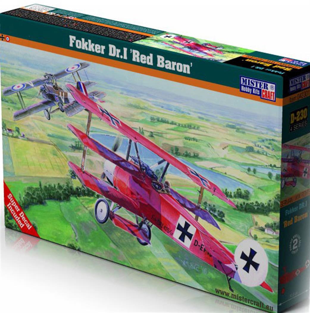 MisterCraft 1/48 042301 Fokker DR.1 Red Baron WW1 Fighter Kit