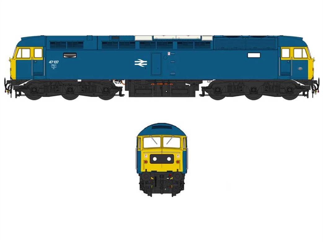 Heljan OO 4712 BR 47137 Class 47/0 Diesel Locomotive Rail Blue Livery Glazed Headcode Panel