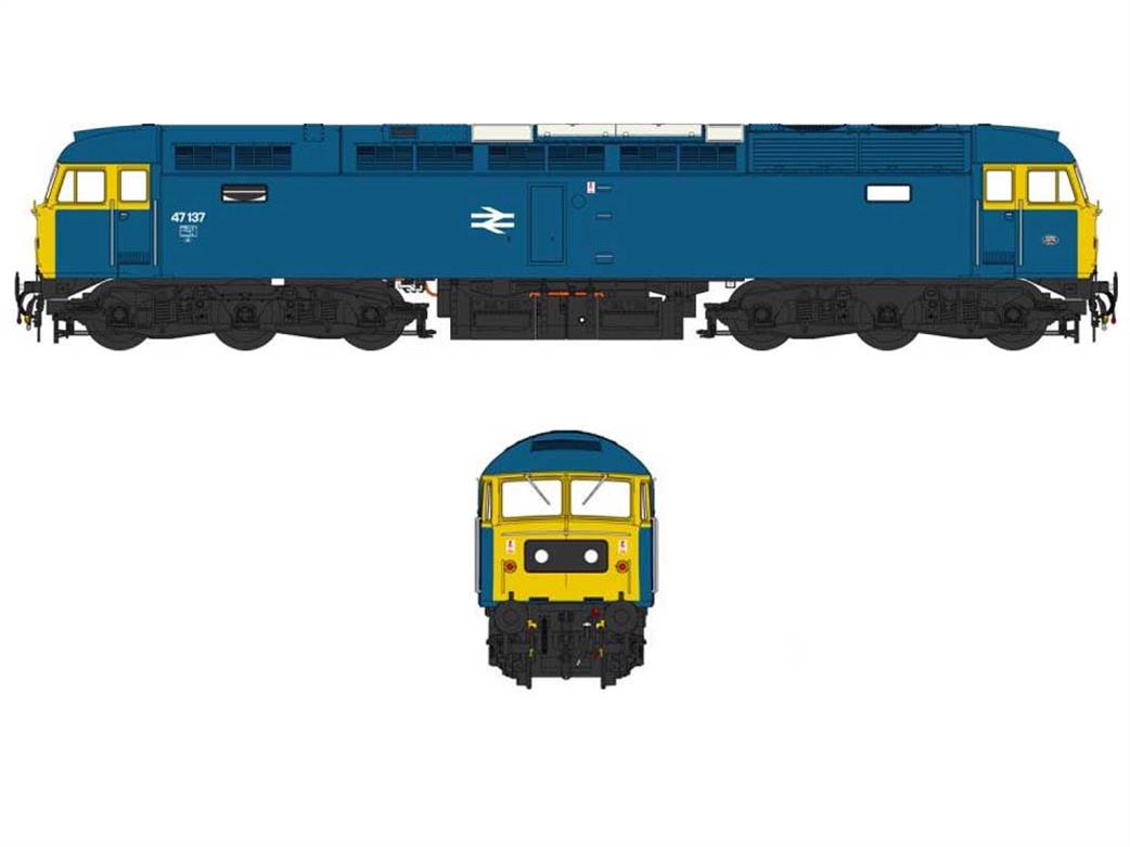 Heljan 4712 BR 47137 Class 47/0 Diesel Locomotive Rail Blue Livery Glazed Headcode Panel OO