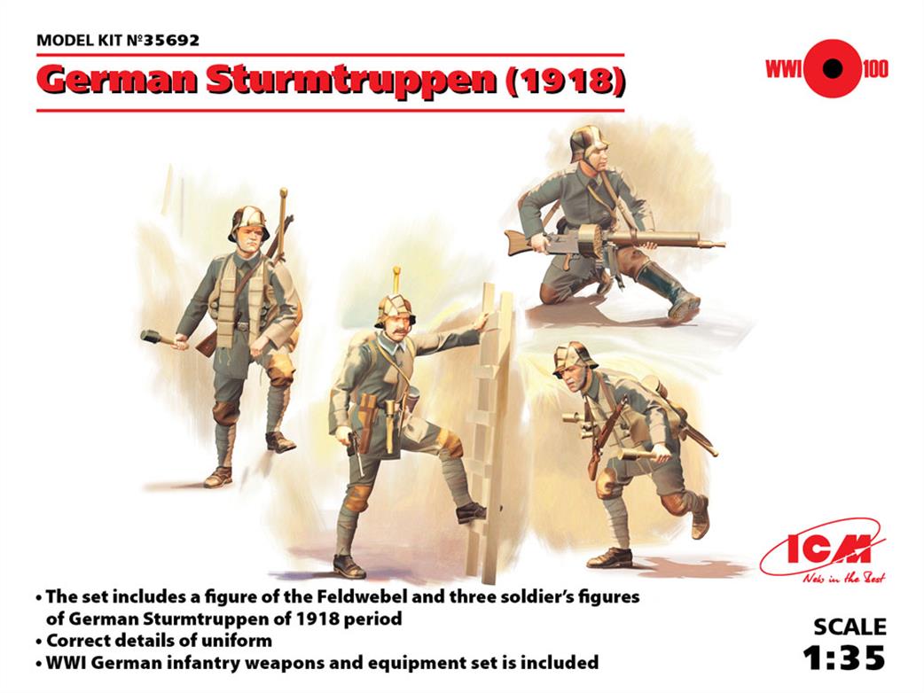 ICM 1/35 35692 German Sturmtruppen (1918) 4 Figure Set