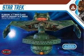 Polar Lights all new 1:350thK’t’inga will join the previously released U.S.S. Enterprise and U.S.S. Enterprise Refit kits in the same scale.At 1:350 scale, the K’t’inga model kit will measure apx. 24” long when built.