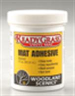Woodland Scenics ReadyGrass Mat Adhesive RG5161Adhesive for bonding mat (eg grass mat) to any surface. Also ideal for mounting puzzles, posters etc. to mounting boards for display.Non toxic. 207ml screw top pot.