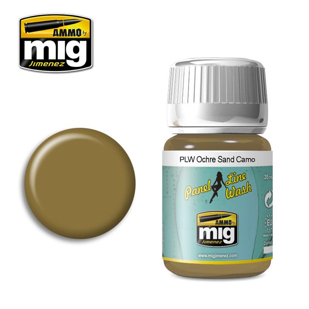 Ammo of Mig Jimenez A.MIG-1622 Panel Line Wash Ochre for Sand Camo 35ml Pot