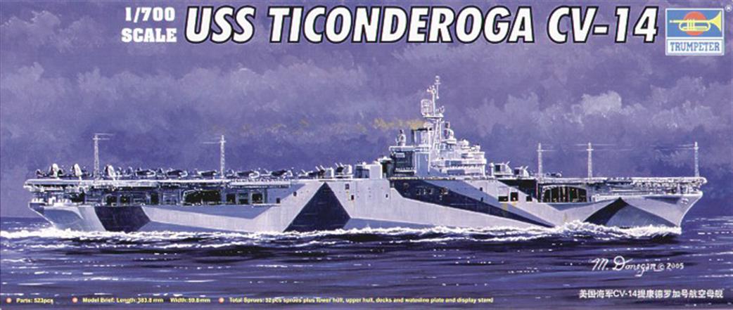 Trumpeter 05736 USS Ticonderoga CV-14 US WW2 Carrier  1/700