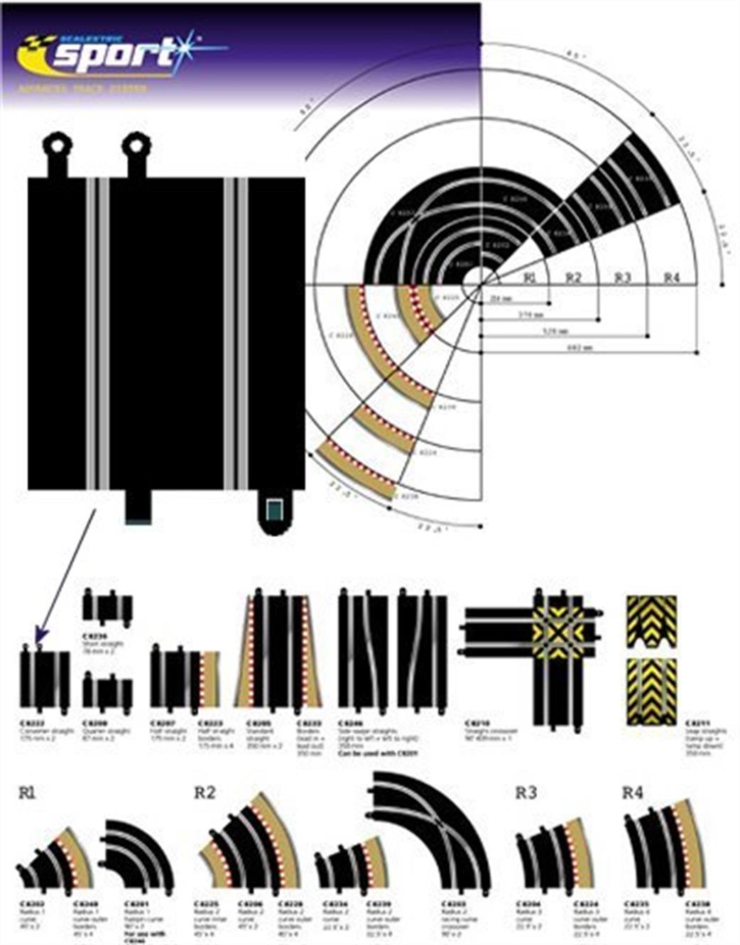 Scalextric 1/32 C8222 Sport Track Converter Straight 175mm Pack of 2