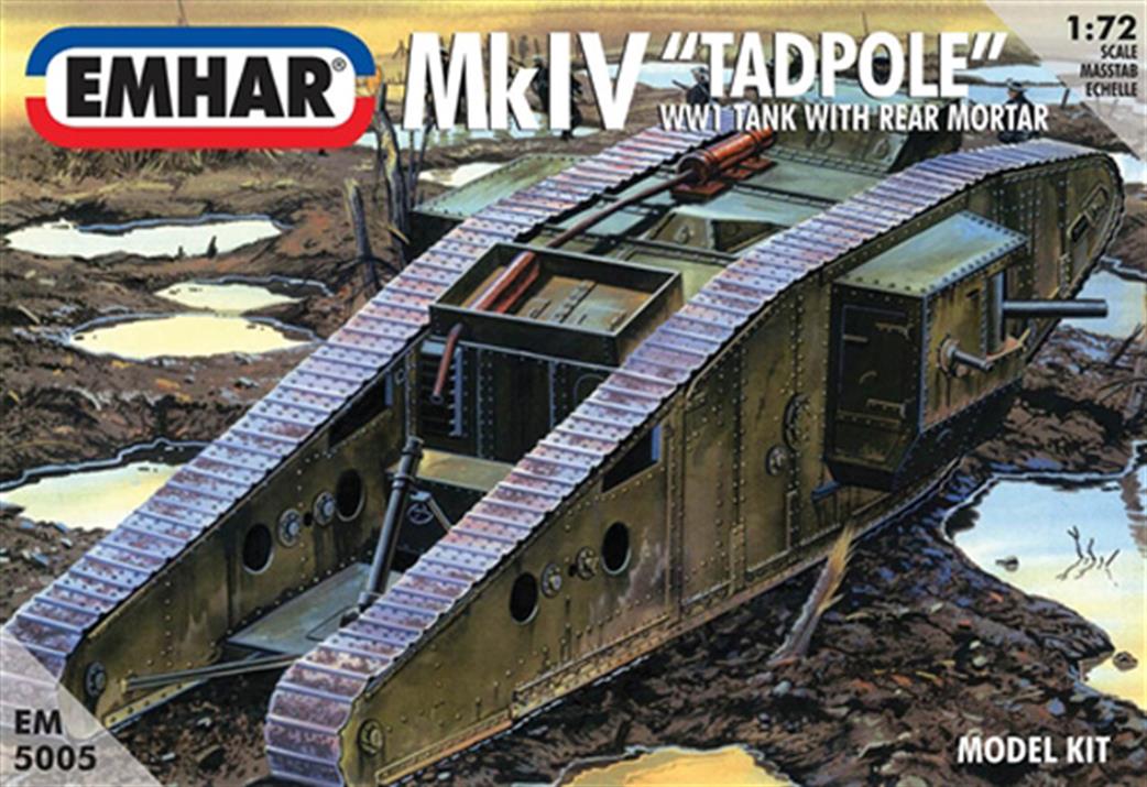 Emhar 1/72 EM5005 WW1 British MKIV Tadpole Tank with Rear Mortar