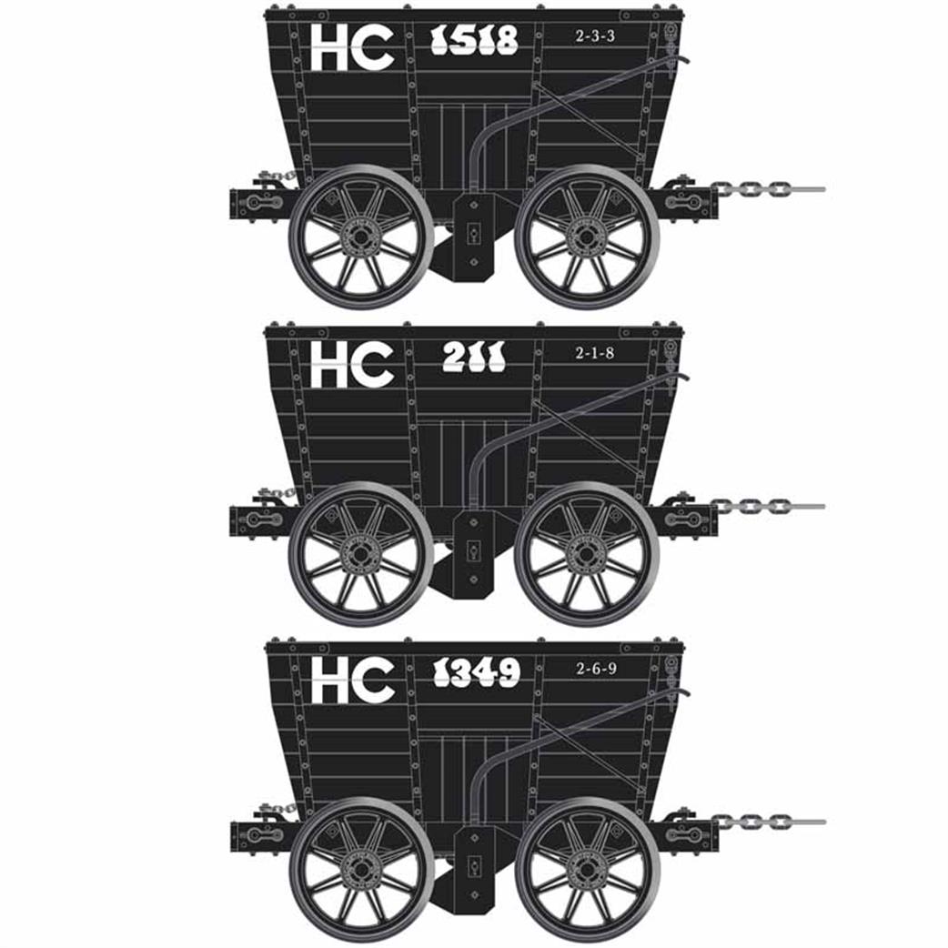 Accurascale OO ACC2801-B  Chaldron Wagon Triple Pack Hetton Colliery