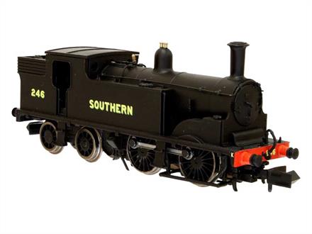 Nicely detailed model of the Southern Railway ex-LSWR M7 design 0-4-4 tank engines used on outer suburban and many country branch lines.Model finished in Southern Railway black livery as locomotive number 246.Powered by Dapol's proven motor and mechanism for reliable running the Southern Railway M7 tank features cab interior detailing, wire formed brake rodding, fine hand rails and optional Rapido type or dummy screw coupling