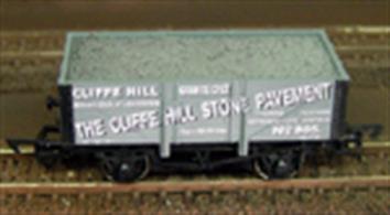 Dapol 4F-051-009 00 Gauge Cliffe Hill Granite 5-Plank WagonA neatly&nbsp;detailed 5-plank open wagon in the slate grey livery of the Cliffe Hill Granite Co. based in Markfield, near Leicester. The company painted&nbsp;it's wagons to advertise their products to the travelling public. This wagon carries an advert for paving stone, one of many uses for the hard wearing granite&nbsp;and details of the company's agents in Mirfield.Dapol have produced a stone load to represent granite quarried by the Cliffe Hill company.&nbsp;