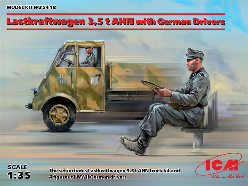 ICM 1/35 35418 Lastkraftwagen 3.5T With Driver Figure Plastic Kit