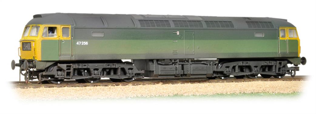 Bachmann 31-656 BR 47256 Class 47 Co-Co Green Full Yellow Ends TOPS numbered Weathered OO