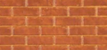 High quality embossed polystyrene sheet with stretcher bond&nbsp;brick pattern, as used in most modern era building construction. The bricks are scaled at 1/144 for N&nbsp;model railways, but would be suitable for similar scales from 1/140 to 1/160.Sheet measures 270 x 380mm (approx. 10½ x 15in) matt white styrene.