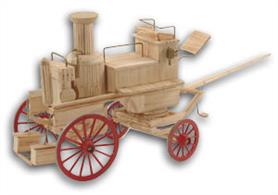 A Matchbuilder model of a Single Cylinder Fire Engine. The kit contains enough of the headless matches to complete the specified model, and also the cardboard templates required for strength and pattern. Glue is also included, so there really is nothing to add, except a little patience. Suitable for all ages.Overall size of finished model: 212mm long plus shafts; x 106mm wide x 162mm high.