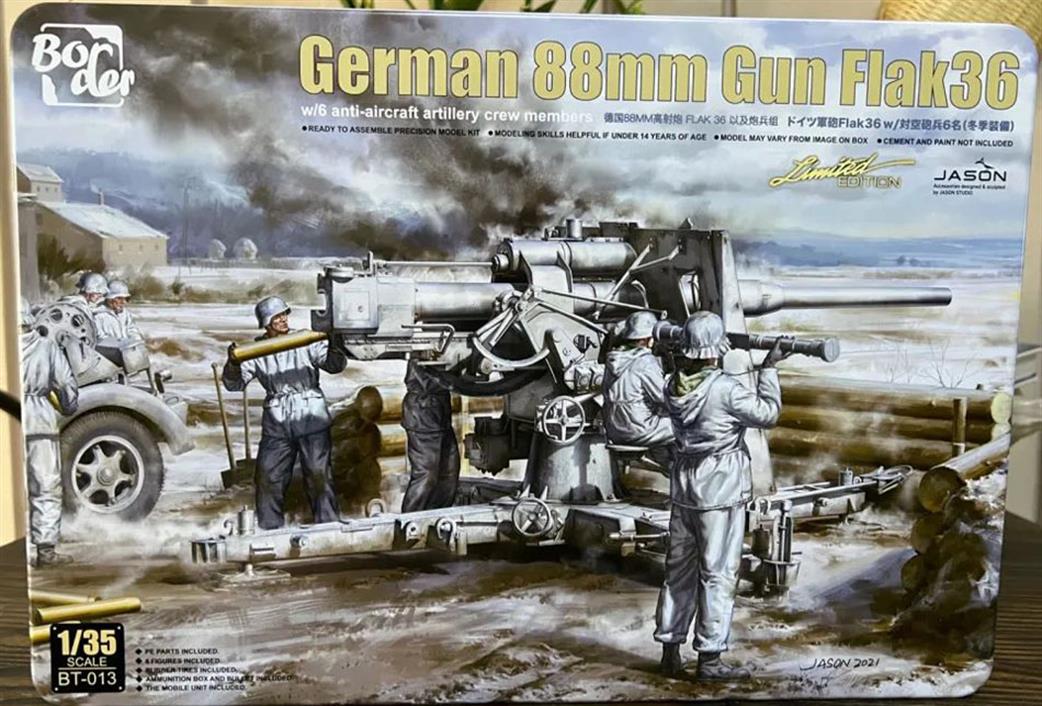 Border Models 1/35 BT-013 German WW2 88mm Flak 36 Anti tank Gun Plastic Kit In Limited Edition Tin