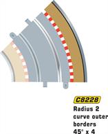 Radius 2 curve outer borders 45 degrees x 4
