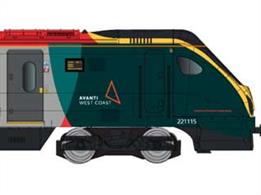 Nicely detailed model of the class 221 super voyager 5 car train finished in the new Avanti West Coast livery as unit 221115 which retains red roof panels from the Virgin liveryExpected Q2/3 2023