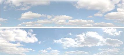 10-feet long photographic reproduction summer sky backscene with light clouds. 15in height supplied in two 5-feet sections.