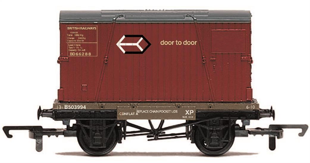 Hornby OO R60108 BR Conflat A Container Flat Wagon with Door To Door Container