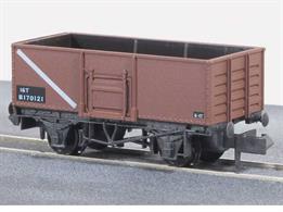 Model of the Butterley works design of 16-ton mineral wagon, essentially similar to the standard BR 16-ton mineral wagon design. This wagon is painted in the bauxite brown livery, used by the Ministry of Transport and in the later BR period,