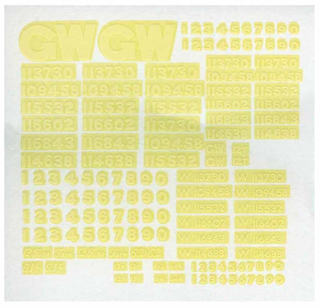 Parkside Kits O Gauge PS71 GWR Wagon Lettering Transfers GWR & BR