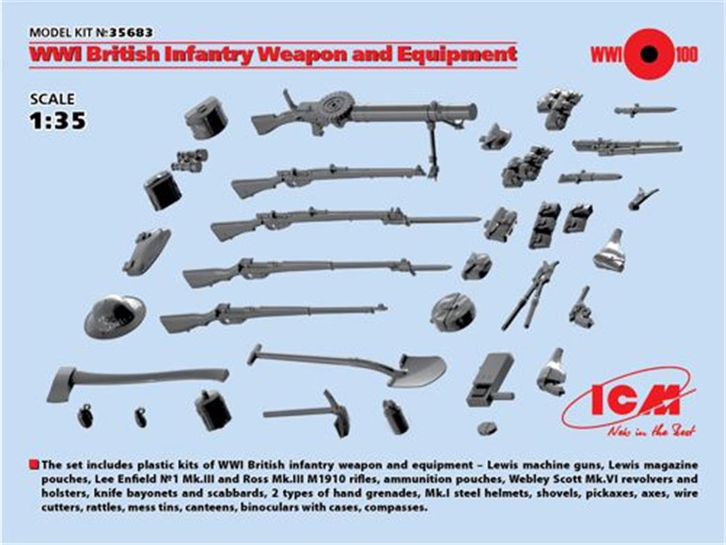 ICM 35683 WW1 British Infantry Weapons and Equipment 1/35