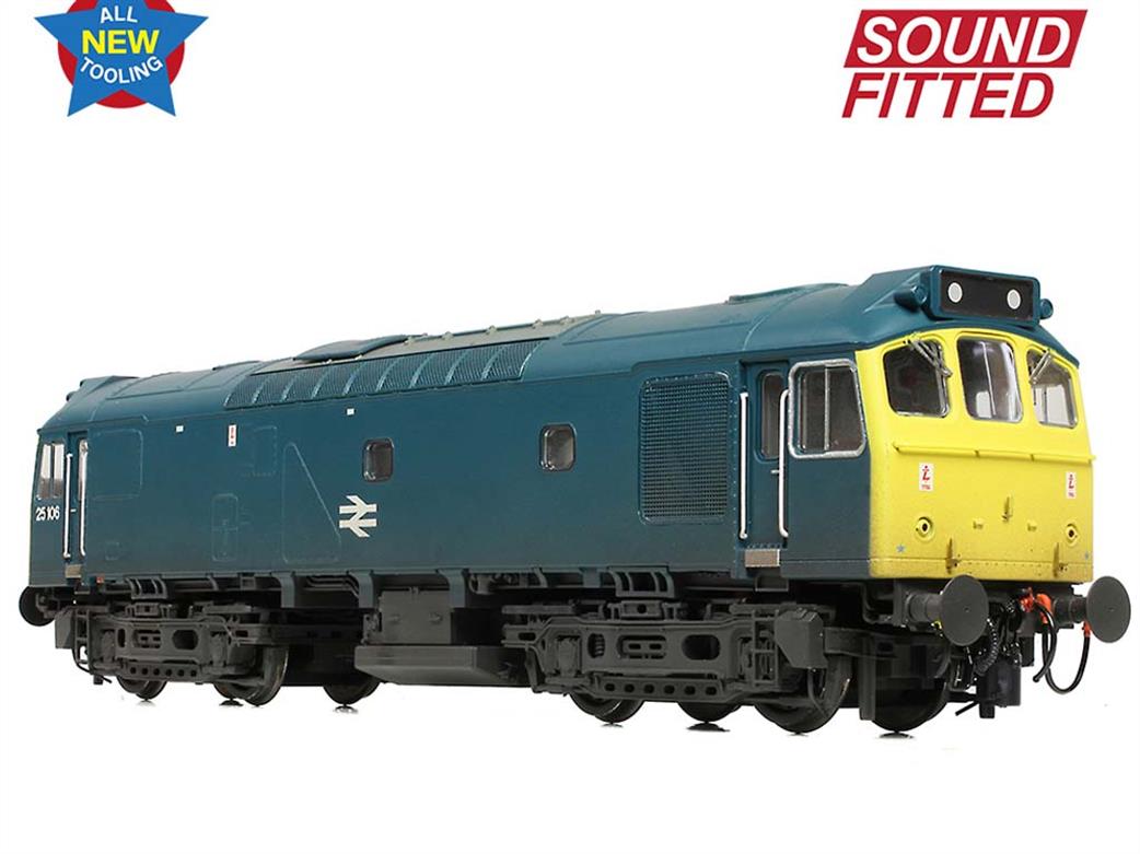 Bachmann OO 32-346SF BR 25106 Class 25/2 Diesel Locmomotive Rail Blue Weathered DCC Sound