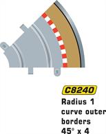 Radius 1 curve outer borders 45 degree x 4