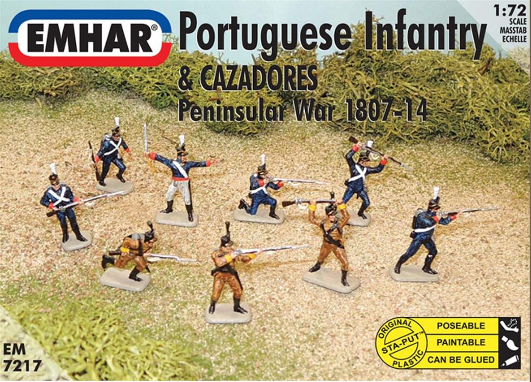 Emhar 1/72 7217 Portugese Infantry And Cadazores Peninsular War 1807-14 Unpainted Wargaming Figures