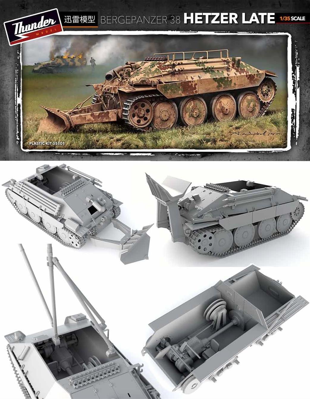 Thunder Model 35101 German Bergepanzer 38 Hetzer Late Plastic Kit 1/35