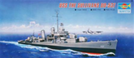 Trumpeter 1/700 USS The Sullivans DD-537 Destroyer Kit 05731Length 164mm Number of parts 121Glue and paints are required to assemble and complete the model (not included)