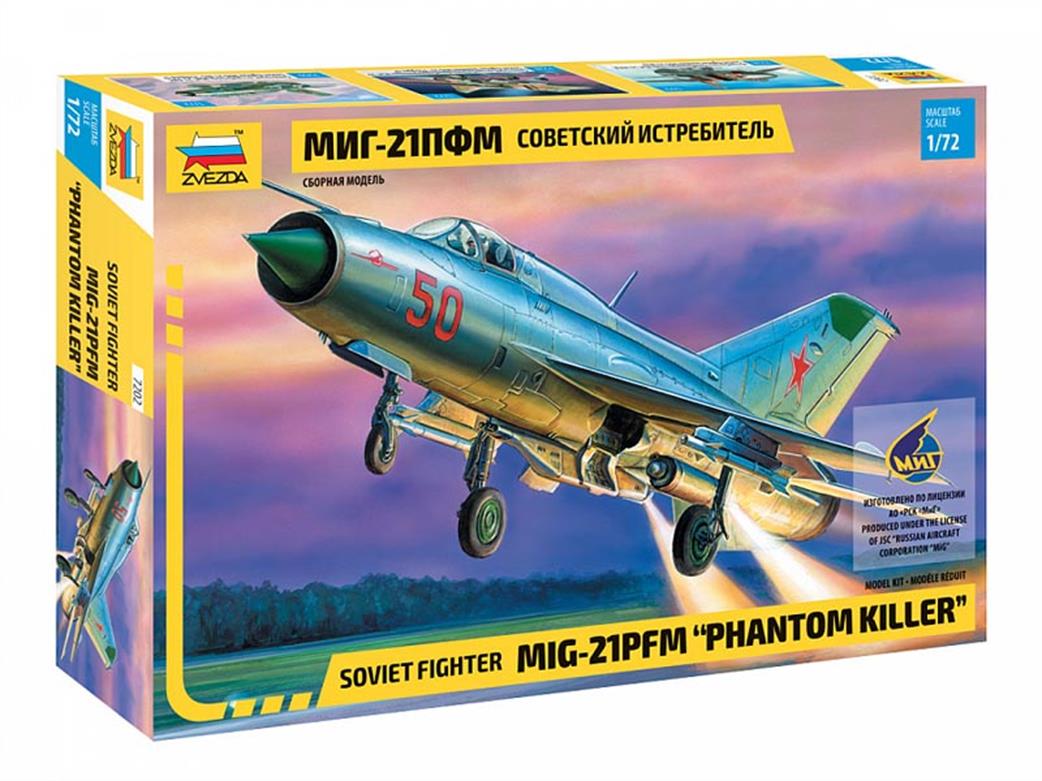 Zvezda 1/72 7202 Mig-21 PFM Phantom Killer Fighter Aircraft Kit