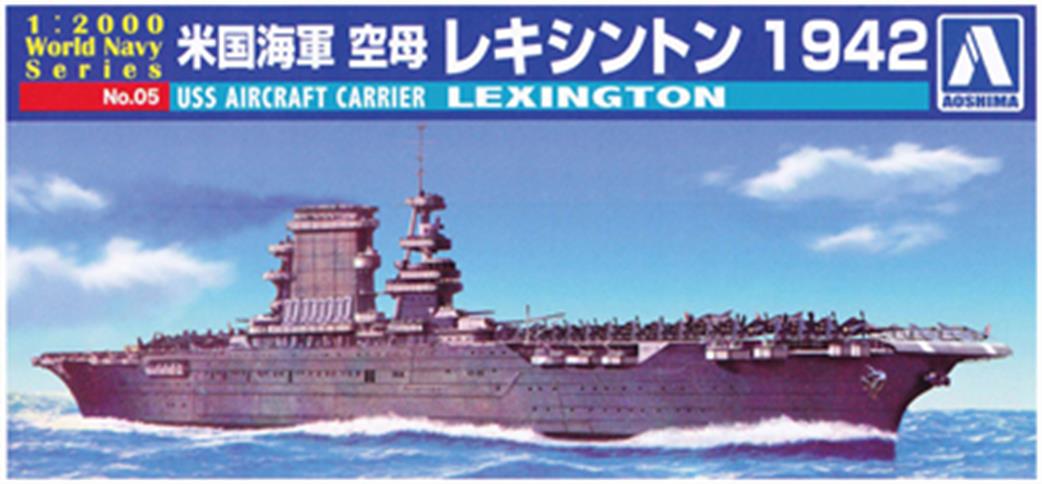 Aoshima 05 USS Lexington US Navy WW2 Aircraft Carrier Plastic Kit 1/2000