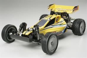 Tamiya 1/10 Sand-Viper DT-02 Off Road Buggy RC Kit 58374Introducing Tamiya's newest release on the DT-02 chassis, Sand-Viper! This 1/10 scale 2WD assembly off-road buggy continues in the vein of our successful Desert Gator buggy, but will feature an all-new body and wing shape, together with dish type wheels (planned). Versatile and reliable DT-02 chassis features transverse mounted Type RS540 motor and 4-wheel double wishbone suspension. Full ball bearings ensure maximum efficiency and a long-life of dirt tearing action!